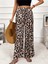 Kadın Yüksek Bel Beli Lastikli Bağcıklı Leopar Desenli Süprem Pantolon 3
