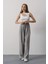 Pileli Bağcıklı Oversize Pantolon - Gri 4