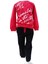 Kız Çocuk İkili Takım – Baskılı Kırmızı Siyah Sweatshirt ve Esnek Tayt | %100 Pamuk Şardonlu Kumaş 1