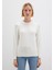 İpek Karışımlı Bisiklet Yaka Ekru Kazak 1710726-70057 9