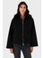 Pamuk Karışımlı Oversize Kürklü Yaka Yarasa Kol Kışa Kaşe Mont Bayan Mont 6839660 3