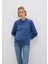 İpek Karışımlı Bisiklet Yaka Mavi Kazak 1710726-70719 6