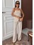 Straplez Büstiyerli Plazzo Pantolonlu Çizgili Takım 10151 6