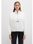 Yarı Fermuarlı Sırt Baskılı Ekru Sweatshirt 1S10502-70057 10