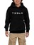 Tesla Text Siyah Çocuk Kapşonlu Sweatshirt 1