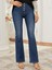 Kadın Yüksek Bel Önden Düğmeli Cep Detay Ispanyol Paça Denim Pantolon 3