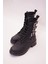 Siyah 3 Toka Detaylı Bağcıklı Fermuarlı Nubuk Bot Kadın Bot Bağcıklı Bot Kadın Postal 2