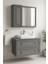 Perge 100 cm Lavabo Dolabı Mat Gri LED Ayna ve Ayna Yan Dolap Seti 1