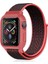 Apple Watch 42MM Hasırlı Cırtcırtlı Kasalı Kordon - Siyah-Pembe 1