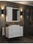Perge 100 cm Lavabo Dolabı Mat Beyaz LED Ayna ve Ayna Yan Dolap Seti 2