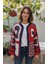 Handmade Kırmızı Lacivert Beyaz Salaş Koton Örgü Cardigan-El Örgüsü Motifli Salaş Kısa Hırka 7