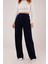Yüksek Bel Bol Paça Krep Lacivert Pantolon 2