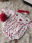 %100 Pamuklu Kız Bebek Kalpli Bandana ve Çorap Zıbın 3'lu Takım 2