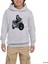 Motorcycle Drawing Gri Çocuk Kapşonlu Sweatshirt 1