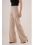 Bol Paça Yandan Fermuarlı Krem Kumaş Pantolon 3