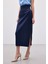 Bel Pile Detaylı Saten Etek - Lacivert 7