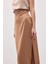 Bel Pile Detaylı Saten Etek - Camel 5