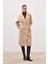 Beli Bağlamalı Uzun Kaban - Bej 2