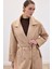 Beli Bağlamalı Uzun Kaban - Bej 6
