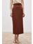 Bel Pile Detaylı Saten Etek - Kahve 5