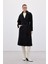 Beli Bağlamalı Uzun Kaban - Siyah 1