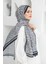 Siyah Siyane Scarf Kiraz Çiçeği Desen Vual Şal 1
