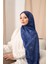 Lacivert Siyane Scarf Naturel Gül Desenli Şal 1
