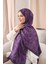 Koyu Mor Siyane Scarf Naturel Gül Desenli Şal 1