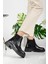 Siyah Parlak Cilt Model Bot & Bootie 1