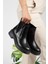 Siyah Parlak Cilt Model Bot & Bootie 3
