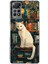 Redmi Note 12 Pro 4g Uyumlu Kitaplık Beyaz Kedi Tasarımlı Baskılı Silikon Kılıf 1