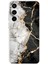 Samsung Galaxy S23 Fe Uyumlu Siyah Beyaz Mermer Baskılı Silikon Kılıf 1