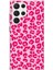 Samsung Galaxy S22 Ultra Uyumlu Pembe Leopar Tasarımlı Baskılı Silikon Kılıf 1