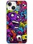 iPhone 13 - 14 Uyumlu Psikodeli Renkli Canavarlar Baskılı Silikon Kılıf 1