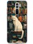 Redmi Note 8 Pro Uyumlu Kitaplık Beyaz Kedi Tasarımlı Baskılı Silikon Kılıf 1