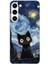 Samsung Galaxy S24 Plus Uyumlu Gece Yarısı Kedi Tasarımlı Baskılı Silikon Kılıf 1