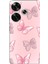 Poco F6 Uyumlu Pembe Kelebekler Baskılı Silikon Kılıf 1