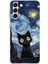 Samsung Galaxy S21 Uyumlu Gece Yarısı Kedi Tasarımlı Baskılı Silikon Kılıf 1
