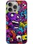 iPhone 15 Pro Max Uyumlu Psikodeli Renkli Canavarlar Baskılı Silikon Kılıf 1