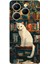 Tecno Spark 20 Pro Uyumlu Kitaplık Beyaz Kedi Tasarımlı Baskılı Silikon Kılıf 1