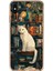 iPhone Xs Max Uyumlu Kitaplık Beyaz Kedi Tasarımlı Baskılı Silikon Kılıf 1