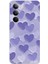 Realme C75 Uyumlu Mor Kalpler Tasarımlı Baskılı Silikon Kılıf 1