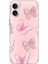 iPhone 16 Plus Uyumlu Pembe Kelebekler Baskılı Silikon Kılıf 1