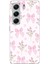 Tecno Camon 40 Pro Uyumlu Pembe Çiçek ve Fiyonklar Baskılı Silikon Kılıf 1