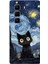 Infinix Hot 50 Pro Plus Uyumlu Gece Yarısı Kedi Tasarımlı Baskılı Silikon Kılıf 1