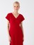 Yeni Sezon V Yaka Düz Kısa Kollu Kadın Elbise 2