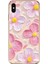 iPhone Xs Max Uyumlu Pembe Beyaz Çiçekler Sulu Boya Baskılı Silikon Kılıf 1