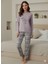 Interlok Kumaş Uzun Kollu Kadın Pijama Takımı Desenli Baskılı 1