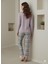 Interlok Kumaş Uzun Kollu Kadın Pijama Takımı Desenli Baskılı 3
