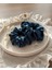 2'li Lüks Kadın Saten Toka - Derin Mavi - Lastik Model Scrunchie - Anne Kız Kombini 1